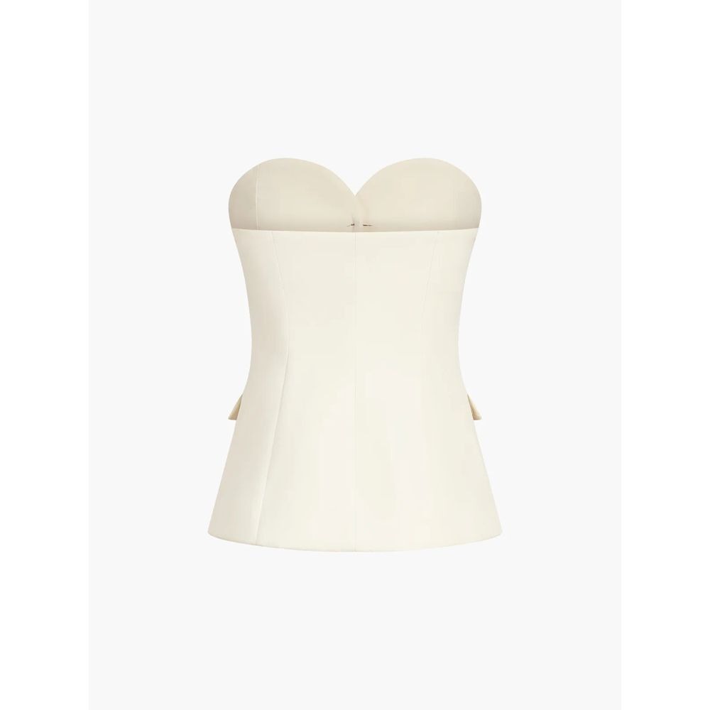 Commense Cream Strapless Corset Tube Top Button Front Vest Size S - Picture 15 of 15